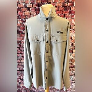NWT~ size M “STIO” Men’s Grey Long Sleeve CSF Stretch Shirt. Snap Closure UPF50
